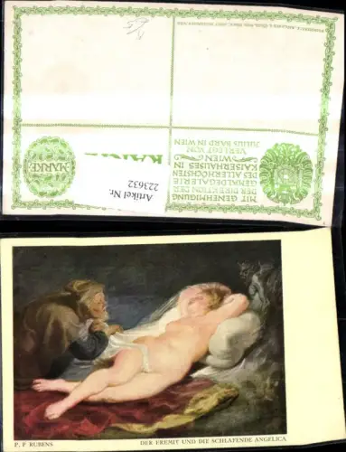 223632,Künstler Ak P. P. Rubens Der Eremit u.d. schlafende Angelica Nackte Frau Erotik