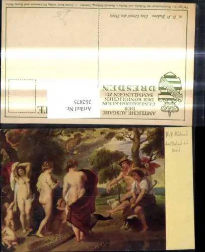 262875,Künstler Ak Peter Paul Rubens Das Urteil des Paris Erotik Nackte Frauen Kinder Pfau Akt