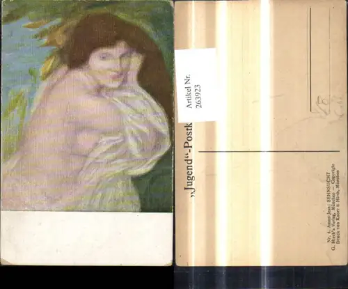 263923,Künstler Ak Jean Aman Sehnsucht Barbusige Frau Erotik pub Jugend