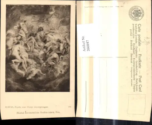 266847,Künstler Ak Peter Paul Rubens Psyche zum Olymp emporgetragen Erotik pub J. Löwy Wien 198