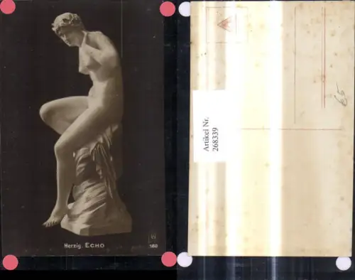 268339,Foto Ak Statue Herzig Echo Nackte Frau Erotik