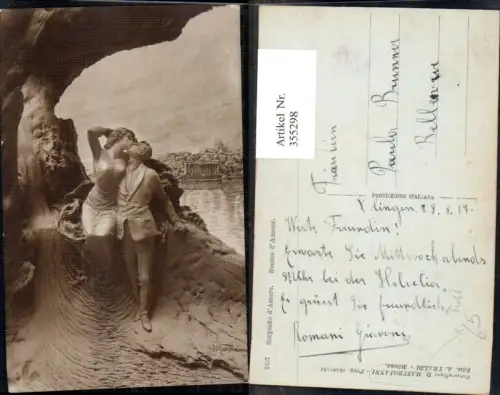 355298,Künstler Ak D. Mastroianni Source d Amour Erotik Paar Kuss