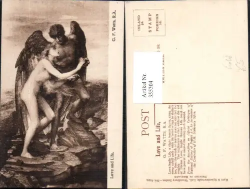355304,Künstler Ak G. F. Watts Love and Life Nackte Frau Engel Erotik Akt