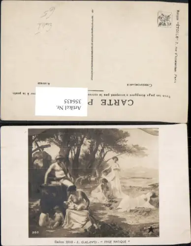 356435,Künstler Ak L. Galand Page Erotik Antique Barbusige Frauen Kinder Früchte Sammeln