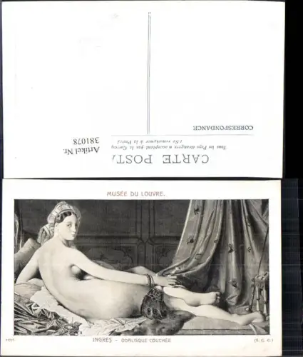 381078,Künstler Ak Ingres Odalisque Couchee Nackte Frau Akt Erotik
