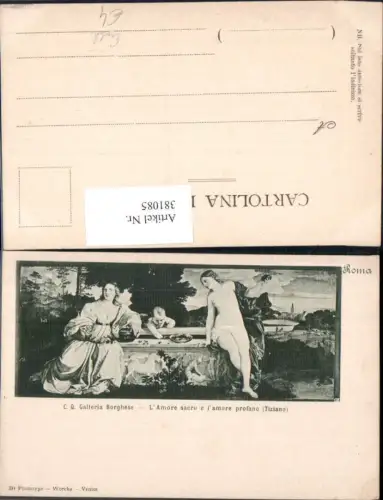 381085,Künstler Ak Tiziano L 'Amore sacro e l amore profano Nackte Frau Akt Brunnen Erotik