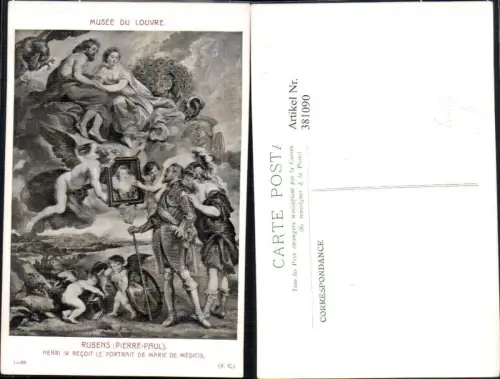 381090,Künstler Ak Pierre-Paul Rubens Henri IV Recoit le Portrait de Marie de Medicis Engel Erotik