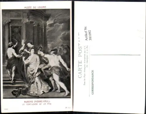 381092,Künstler Ak Pierre-Paul Rubens La Conclusion de la Paix Barbusige Frau Männer Nackt Erotik