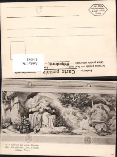 414083,Künstler Ak M. v. Schwind Die schöne Melusine Kuss Erotik