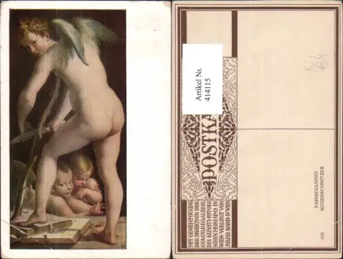 414115,Künstler Ak Parmigianino Bogenschnitzer Engel nackt Erotik