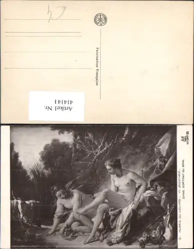 414141,Künstler Ak Fr. Boucher Diane sortant du bain Frauen nach Bad Erotik