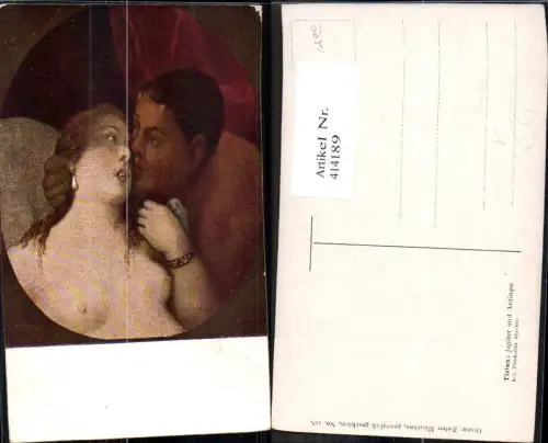 414189,Künstler Ak Tizian Jupiter und Antiope Barbusige Frau Kuss Erotik pub Ottmar Zieher 116
