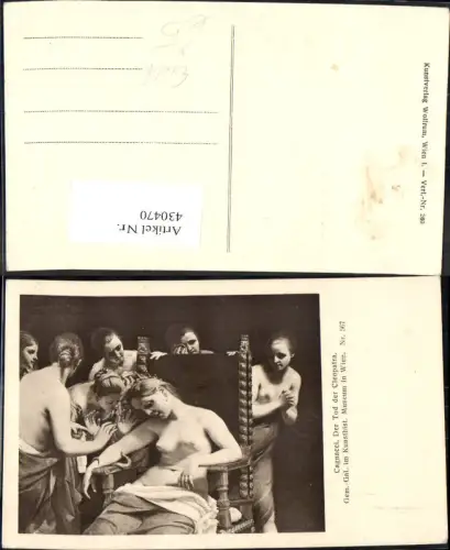 430470,Künstler Ak Cagnacci Der Tod der Cleopatra Barbusige Frauen Schlange Erotik