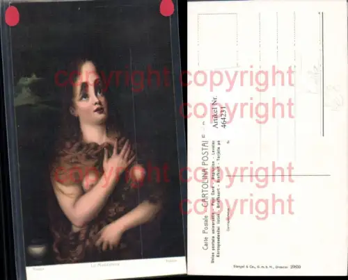 464231,Künstler Ak Tiziano La Magdalena Barbusige Frau Erotik pub Stengel Co 29859