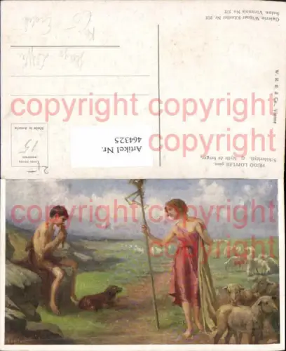 464325,Künstler Ak Hugo Loffler Schäferidyll Erotik Barbusige Schäferin Schafherde