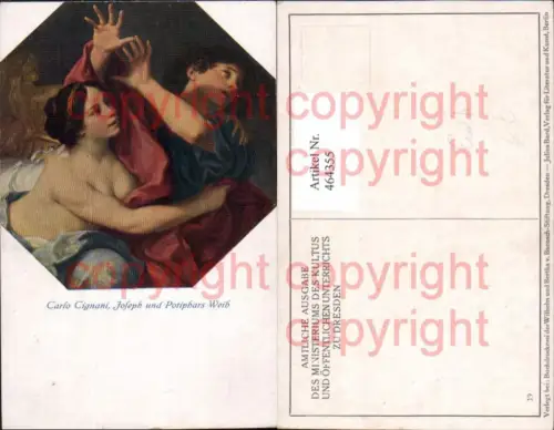 464355,Künstler Ak Carlo Cignani Joseph u. Potiphars Weib Barbusige Frau Erotik