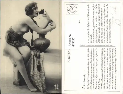 478397,Repro Erotik L Orientale Les Nus Frau Akt Nackt Krug Kopfschmuck