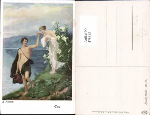 478415,Künstler Ak H. Katsch Tau Paar a. Wasser Erotik pub Asco 10