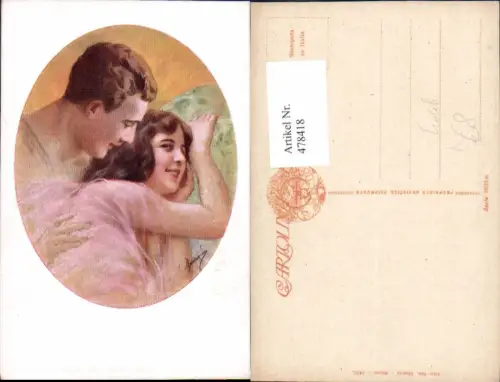 478418,Künstler Ak Erotik Paar Umarmung Passepartout