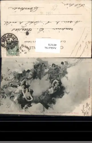 487678,Künstler Ak Morot Nancy Fragment du Plafond Peint Barbusige Frauen Akt Erotik Fresko