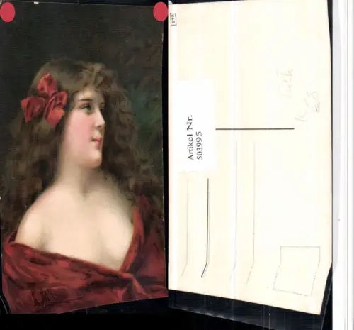 503995,Künstler AK A. Asti Frau Dekolletee Erotik Portrait