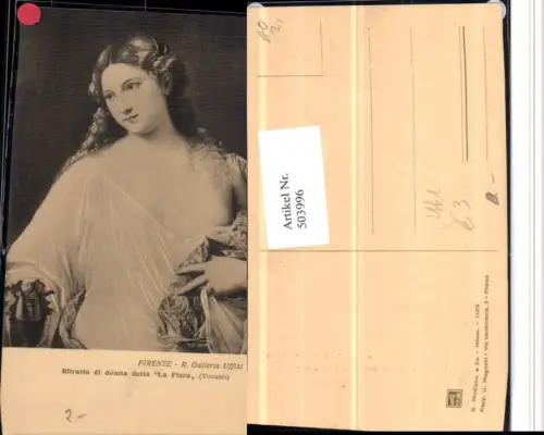503996,Künstler AK Tiziano Ritratto di donna detta La Flora Akt Dekolletee
