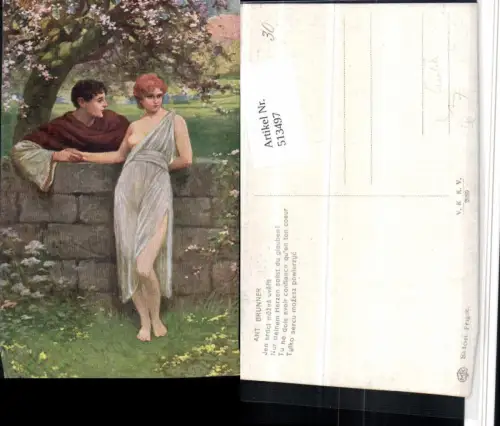 513497,Künstler AK Ant. Brunner Nur deinem Herzen sollst du glauben Erotik Liebe Akt