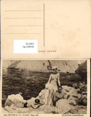 536710,Künstler AK Jean Lefeuvre Erotik Frau Risque Nude Bademode Akt Strandleben