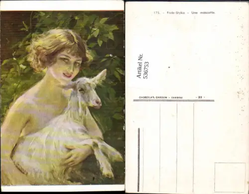 536753,Künstler AK Styka Erotik Frau Risque Nude Schaf Akt