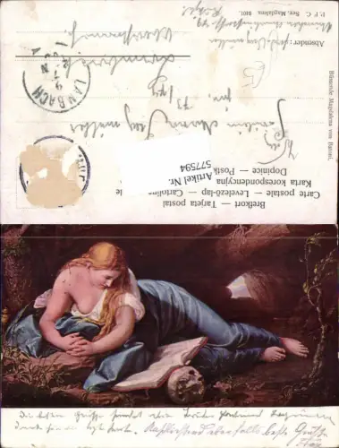 577594,Künstler AK Tod Totenkopf Vanitas Lesen Buch Erotik Nude Akt