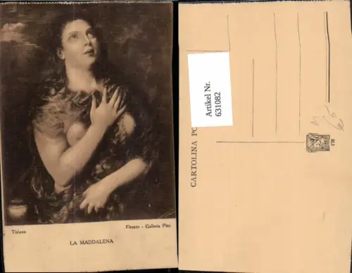 631082,Künstler Ak Tiziano La Maddalena Frau Barbusig Erotik