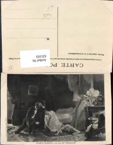 631103,Künstler Ak Juan E. Harris La Loi de l Honneur Frau Akt Eifersucht Mord Erotik