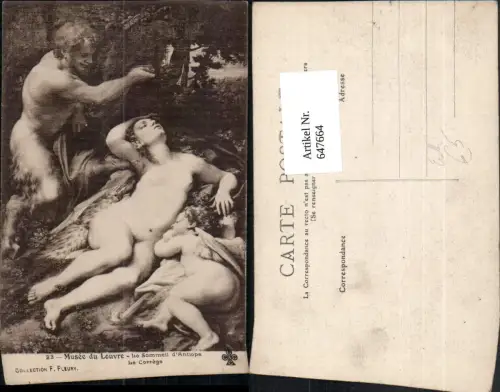 647664,Künstler Ak Le Sommeil d Antiope Le Correge Akt Engel Erotik