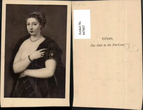 647667,Künstler Ak Titan The Girl in the Fur-Coat Frau Barbusig Pelz Erotik