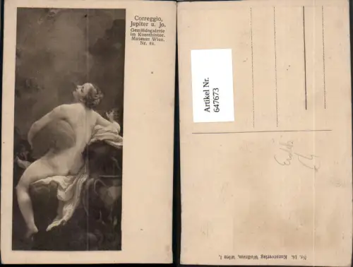 647673,Künstler Ak Correggio Jupiter u. Jo Frau Akt Erotik