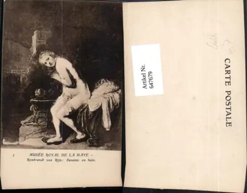 647679,Künstler Ak Rembrandt van Rijn Susanne au bain Frau Bad Akt Erotik