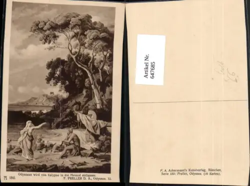 647685,Künstler Ak F. Preller d. Ä. Odysseus u. Kalypso Barbusig Erotik