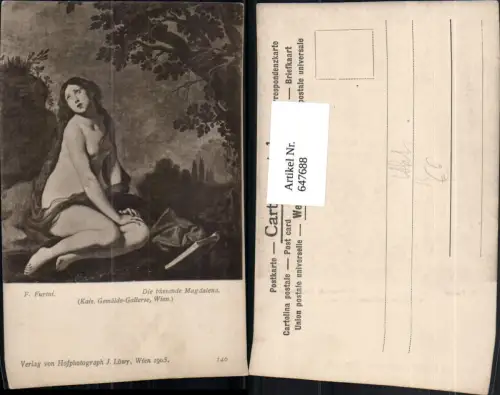 647688,Künstler Ak F. Furini Die büssende Magdalena Akt Erotik
