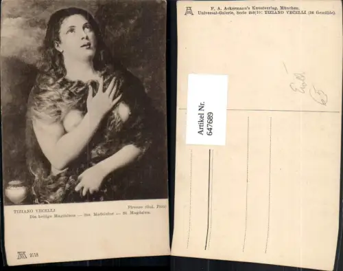 647689,Künstler Ak Tiziano Vecelli Die heilige Magdalena Barbusig Erotik