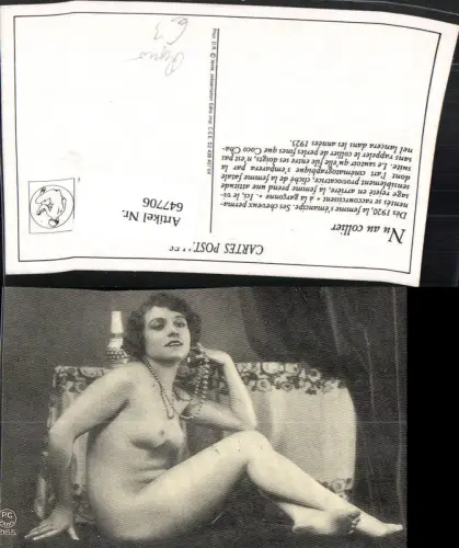 647706,Repro Nu au collier 1920 Frau Akt Nude Perlenkette Erotik