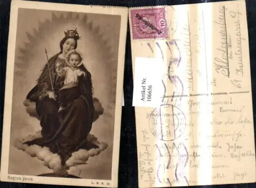 106656,Künstler Ak Regina pacis Heilige Maria m. Jesuskind Jesus Religion