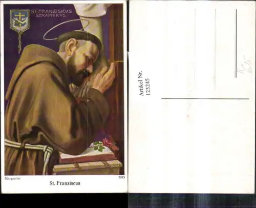 123245,Künstler Ak Margreiter St Franziscus Mönch Kutte Heiligenschein Religion