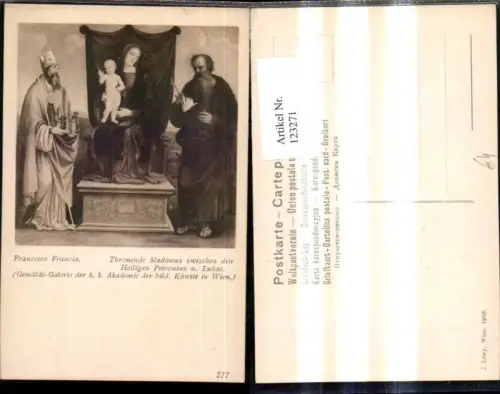 123271,Künstler Ak Francesco Francia Thronende Madonna zwischen d. Heiligen Petronius u. Lukas Religion