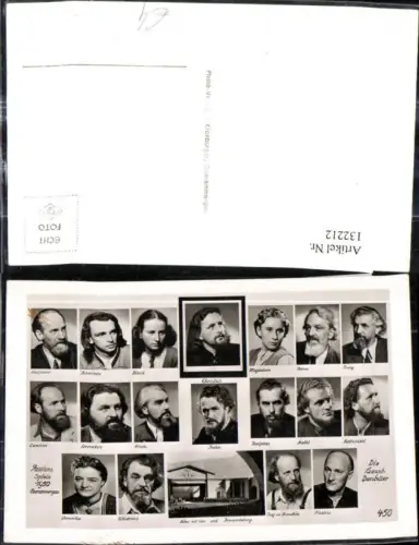 132212,Foto Ak Mehrbild Ak Passionsspiele Oberammergau 1950 Bühne Chor Hauptdarsteller Religion