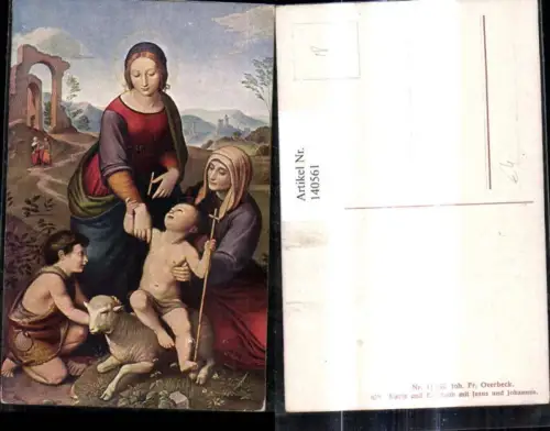 140561,Künstler Ak Joh. Fr. Overbeck Maria u. Elisabeth m. Jesus u. Johannes Lamm Religion