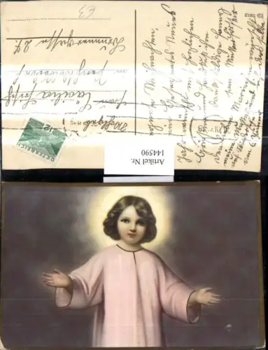 144590,Künstler Ak Jesuskind Jesus Heiligenschein m. offenen Armen Religion