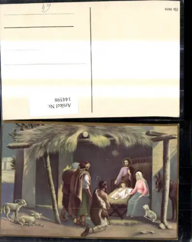 144598,Künstler Ak Heilige Familie m. Hl. Drei Königen Stall Bethlehem Religion