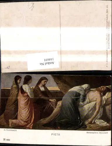 144691,Künstler Ak A. Feuerbach Pieta Jesus Frauen i. Trauer pub F. A. Ackermann 272