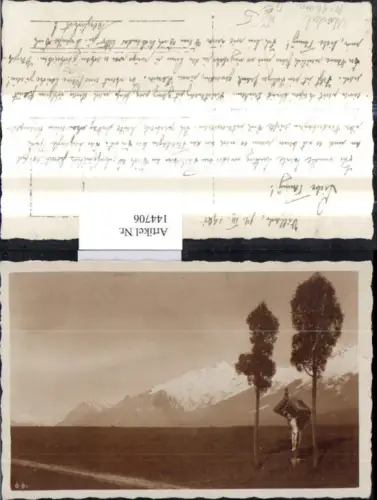 144706,Foto Ak Wegkreuz Marterl b. Villach Bergkulisse 1921 Religion