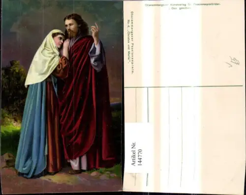 144770,Künstler Ak Oberammergauer Passionsspiele Christus u. Maria 4 pub Kunstverlag f. Passionsspielbilder
